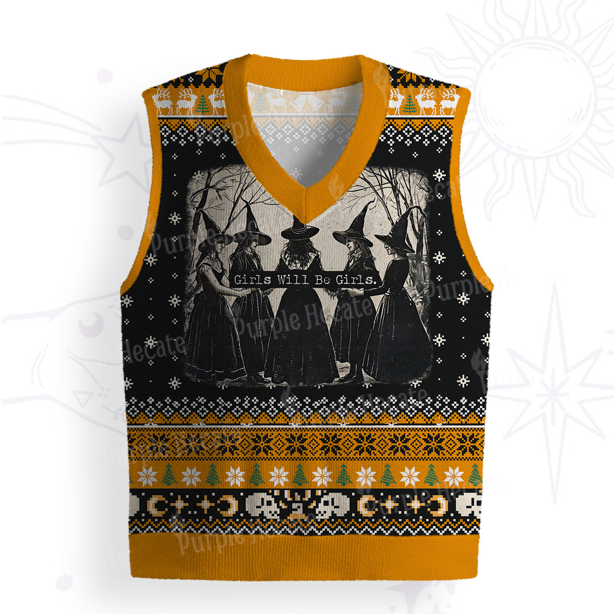 Purplehecate Girls Will Be Girls Witch Ugly Sweater Vest
