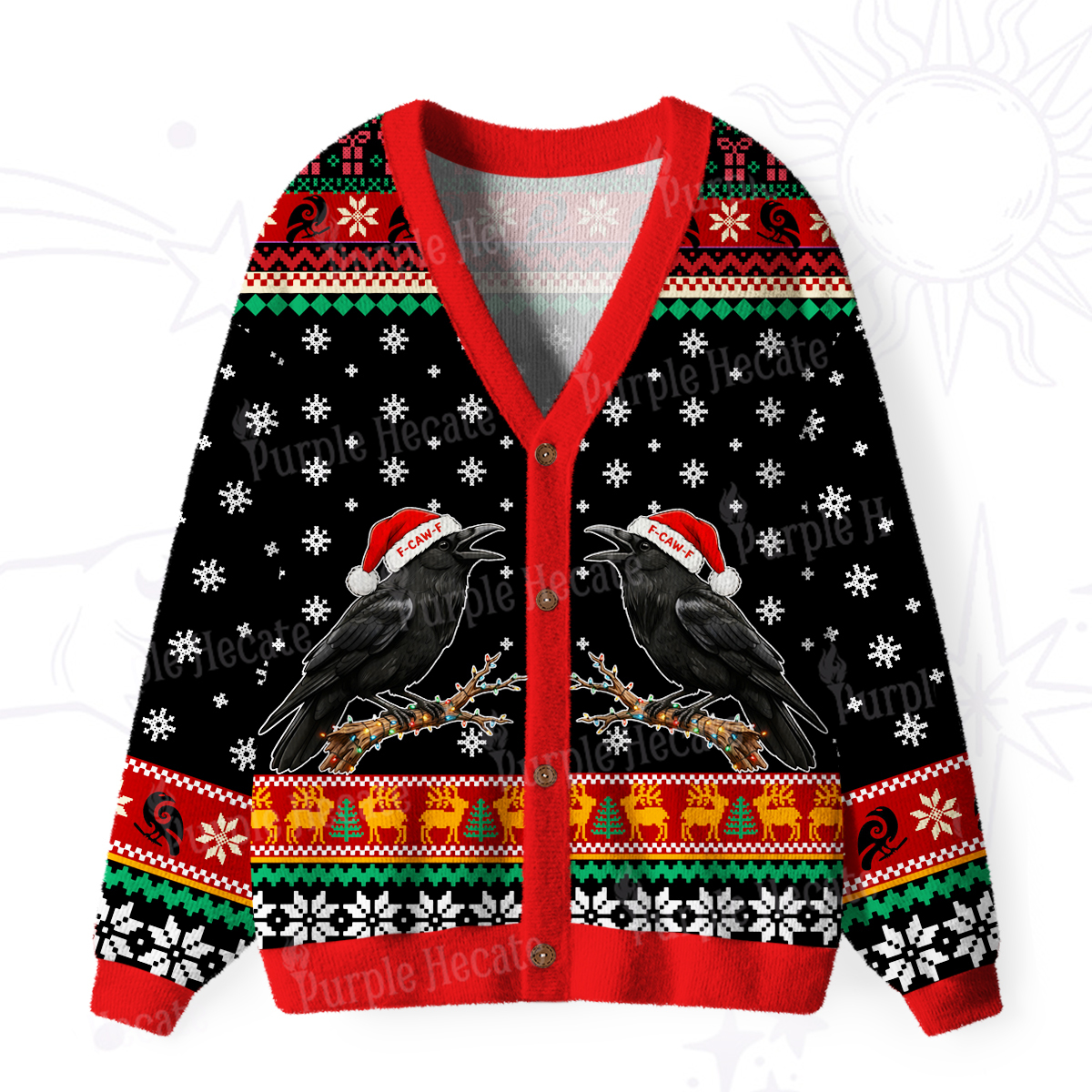 Purplehecate F-Caw-F Funny Crow Ugly Cardigan Sweaters
