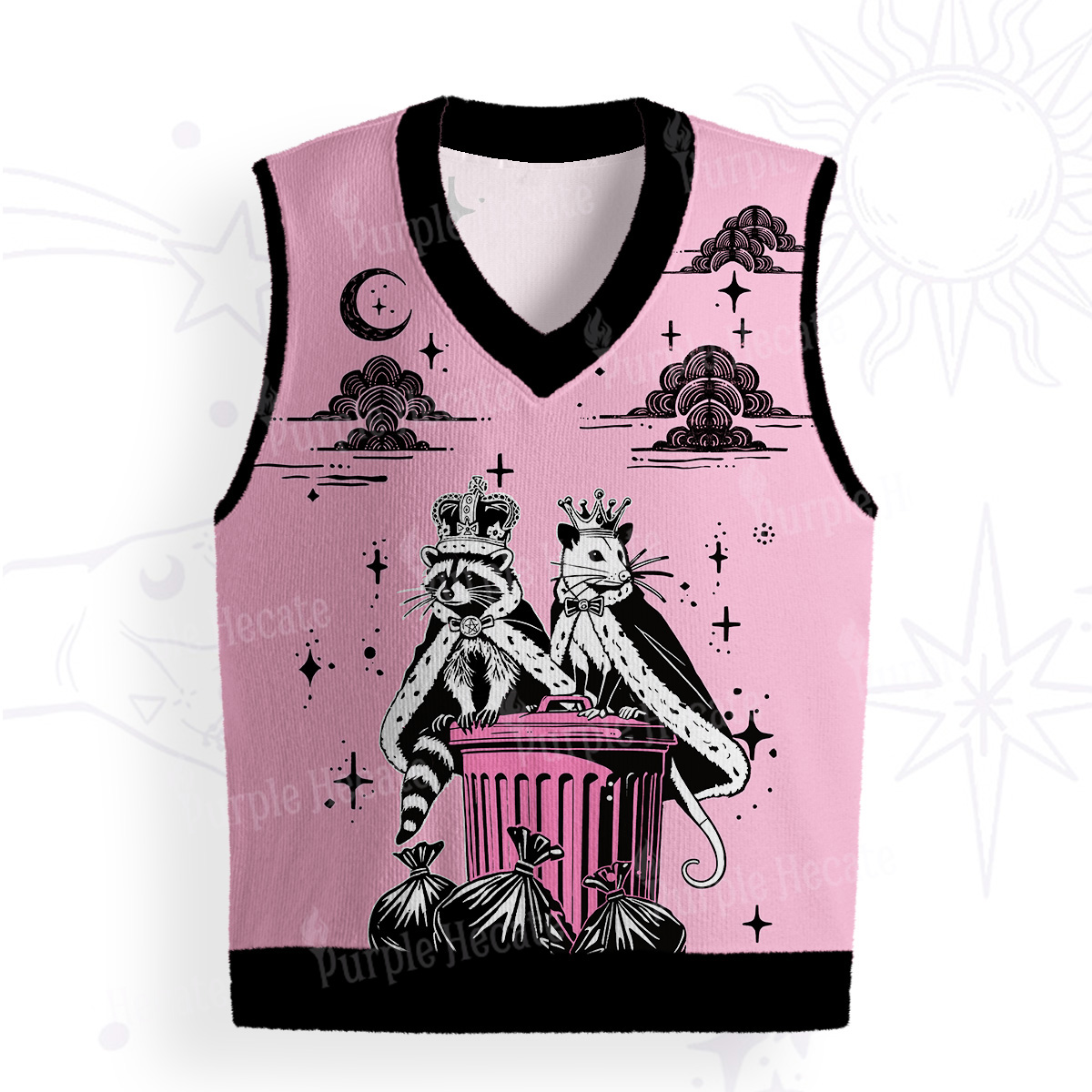 Purplehecate Raccoon and Opossum’s Trash Kingdom Ugly Sweater Vest