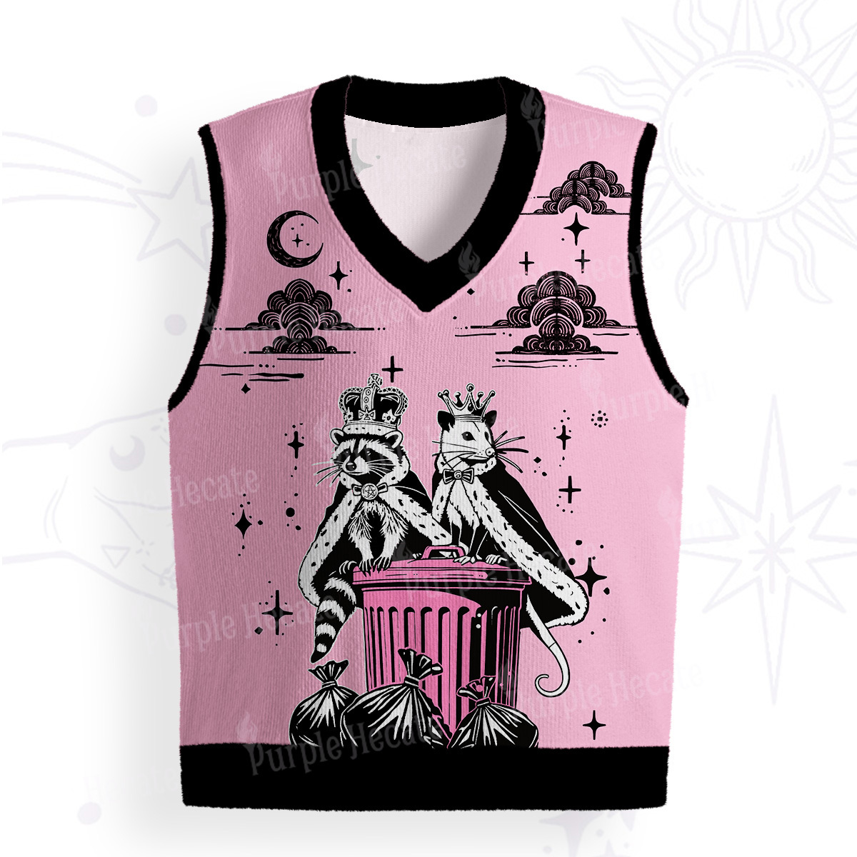 Purplehecate Raccoon and Opossum’s Trash Kingdom Ugly Sweater Vest