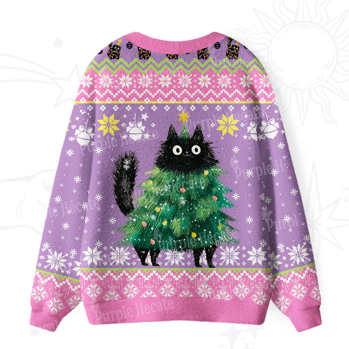 Purplehecate Funny Black Cat in Tree Ugly Cardigan Sweaters