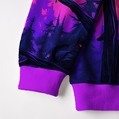 Purplehecate Twilight Forest Guardian Cat Fuzzy Ugly Sweatshirt