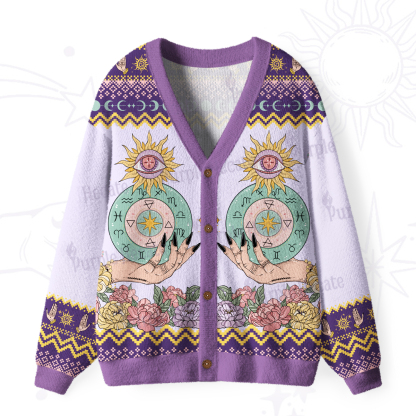 Purplehecate The Wheel of Fate Tarot Card Ugly Cardigan Sweaters