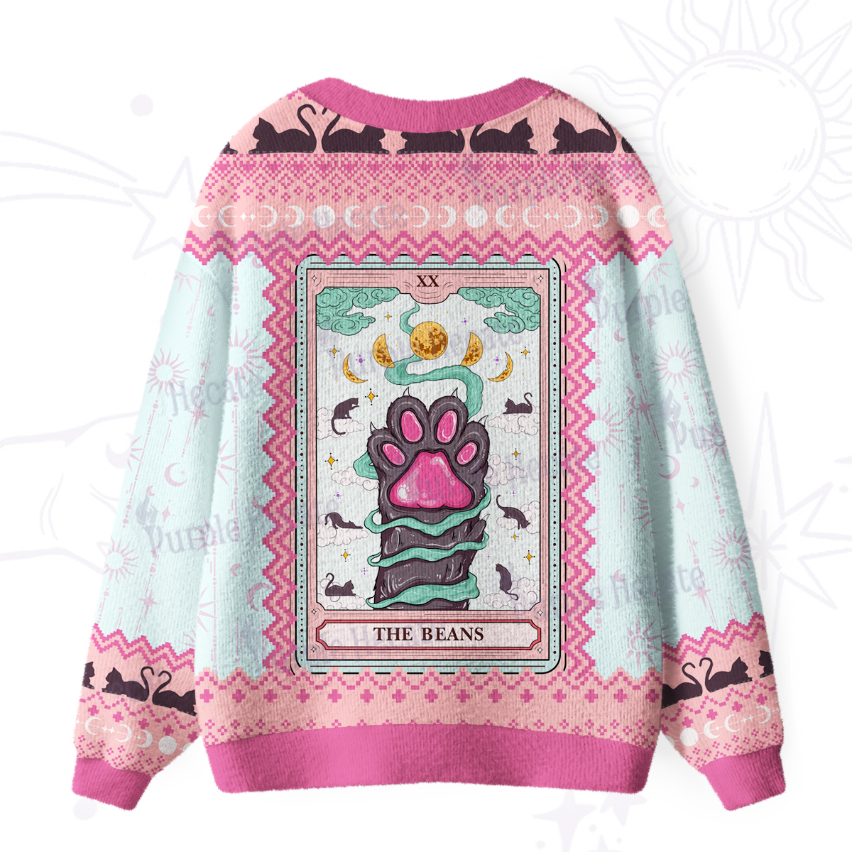 Purplehecate The Beans Cat Tarot Ugly Cardigan Sweaters