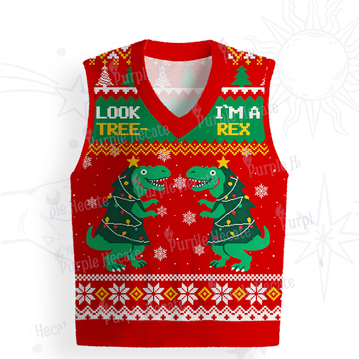 Purplehecate Look Tree I'm A T-Rex Ugly Sweater Vest