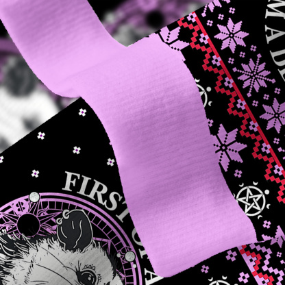 Purplehecate First Of All I'm A Delightful Opossum Fuzzy Ugly Christmas Sweatshirt