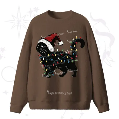 Purplehecate Cute Cat Christmas Fuzzy Sweater