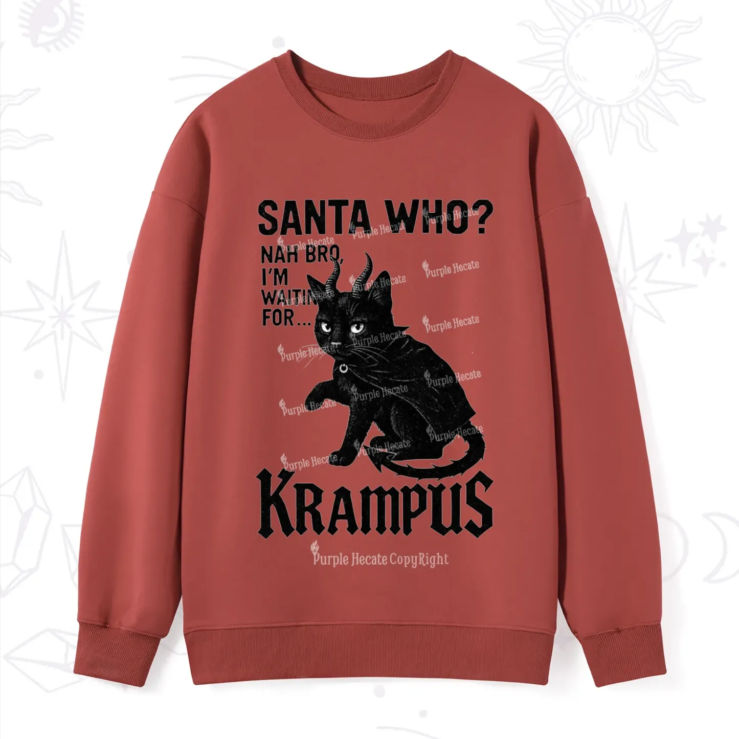 Purplehecate Santa Who? Nah Bro I'm Waiting for Krampus Christmas Sweatshirt