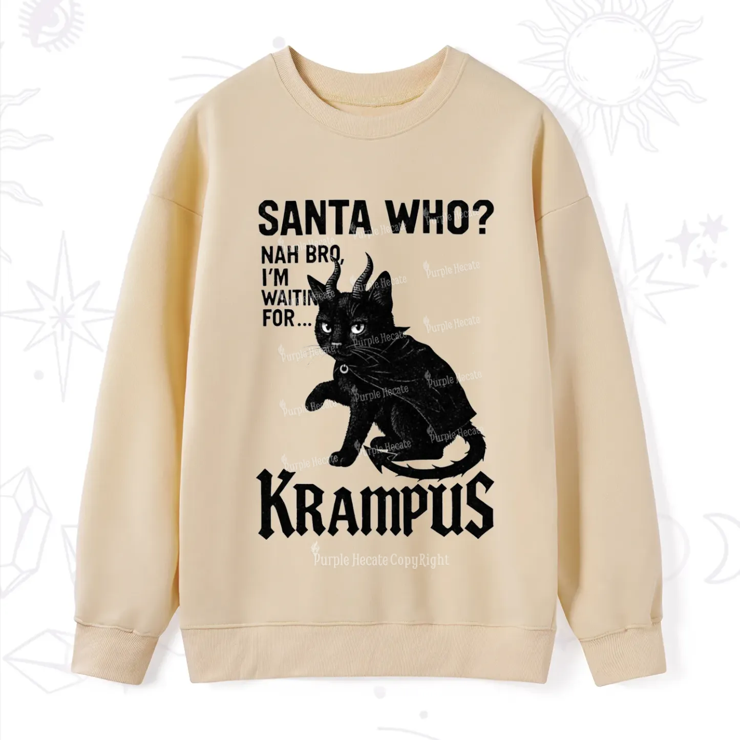 Purplehecate Santa Who? Nah Bro I'm Waiting for Krampus Christmas Sweatshirt