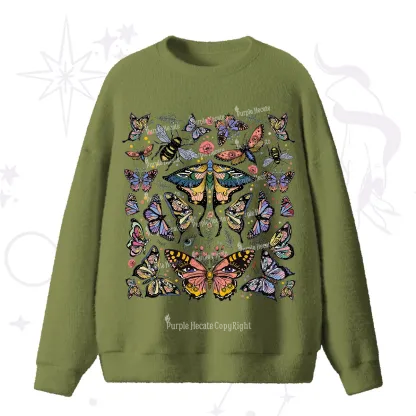 Purplehecate Mystical Butterfly & Moth Fuzzy Ugly Sweater