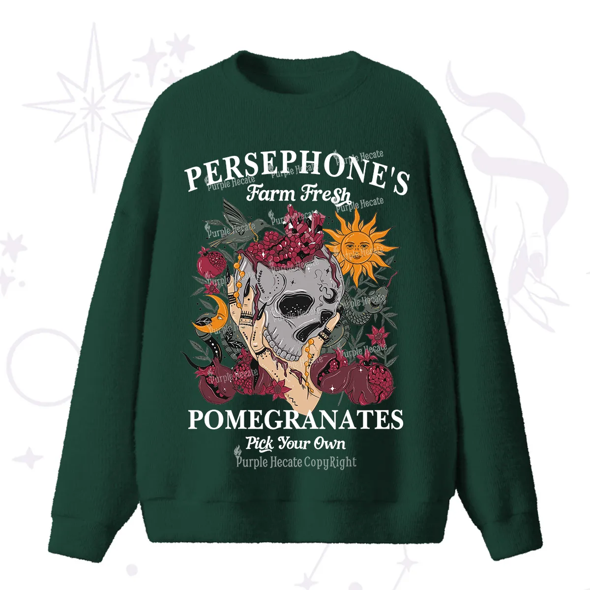 Purplehecate Persephone's Farm Fresh Pomegranates Pick Your Own Fuzzy Ugly Sweater