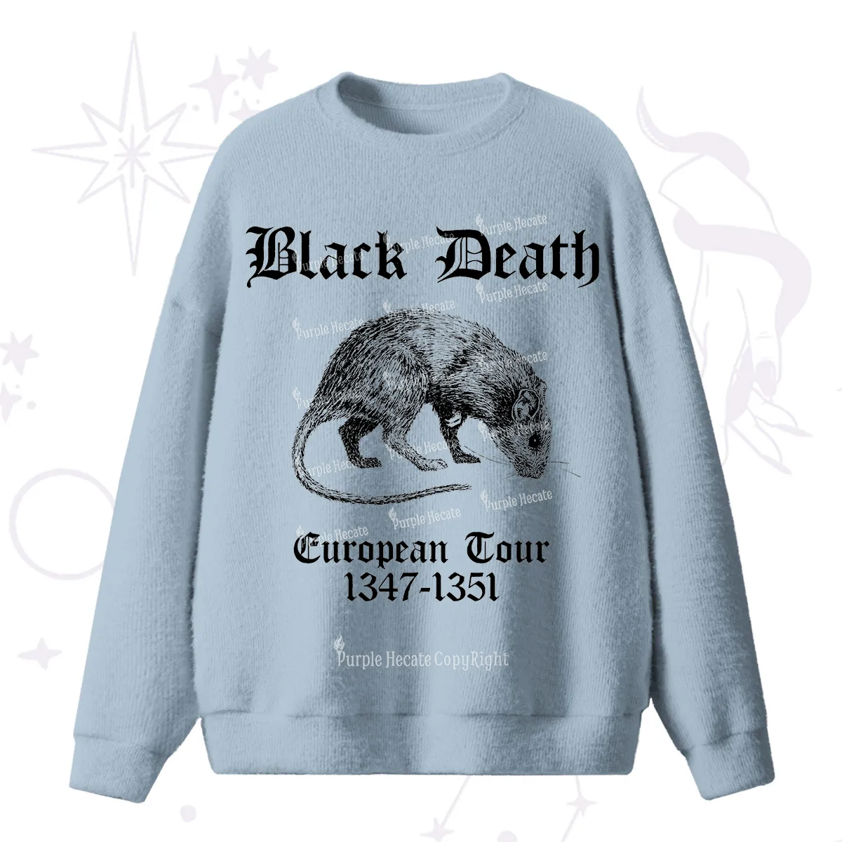 Purplehecate Black Death European Tour Fuzzy Ugly Sweater