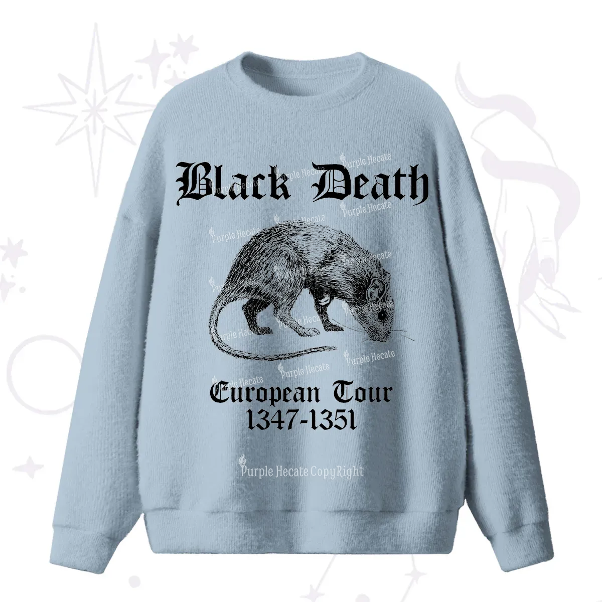 Purplehecate Black Death European Tour Fuzzy Ugly Sweater