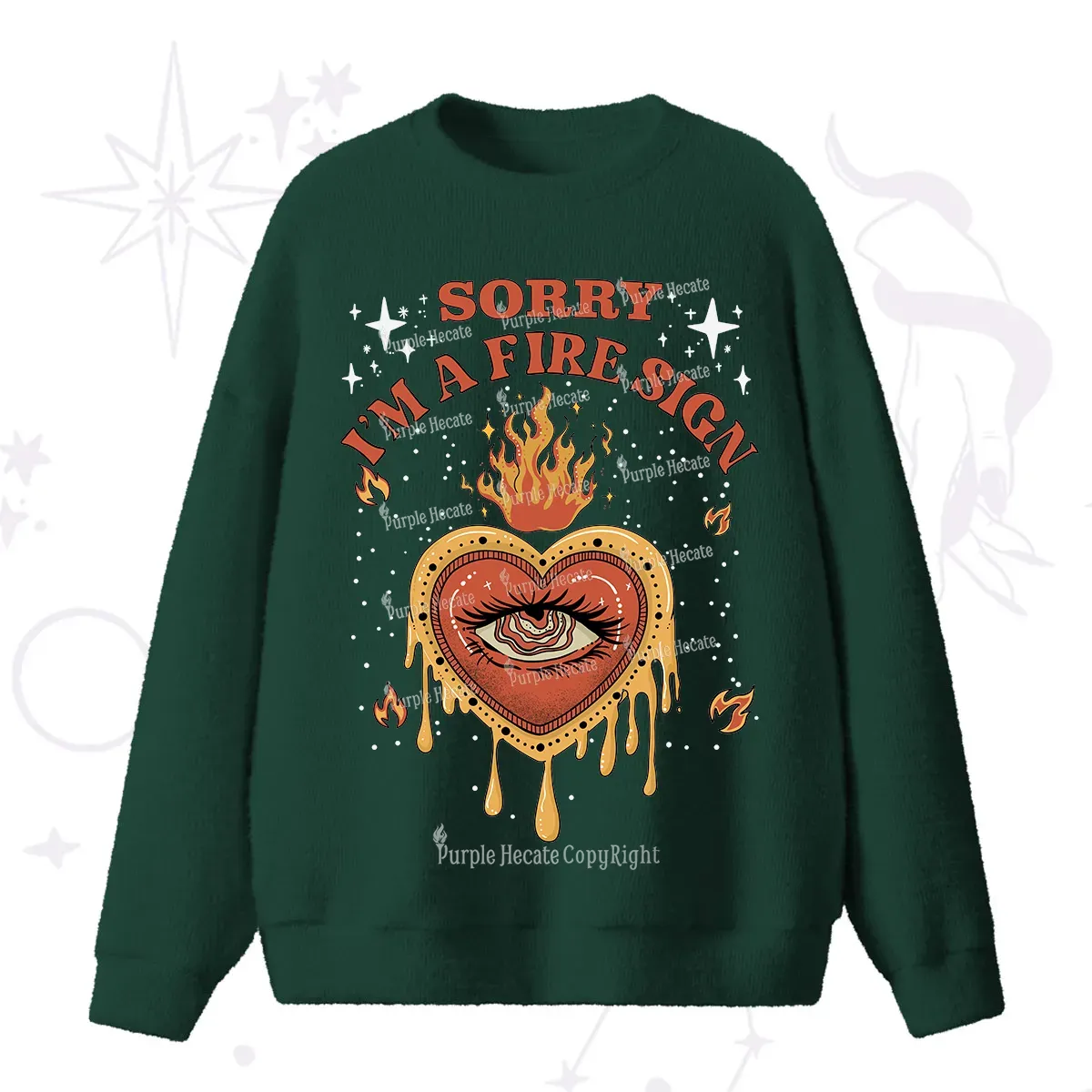Purplehecate Sorry I'm A Fire Sign Fuzzy Ugly Sweater