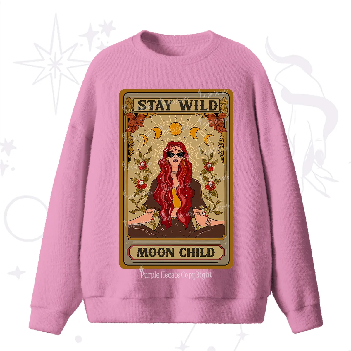 Purplehecate The Stay Wild Moon Child Oracle Card Fuzzy Ugly Sweater