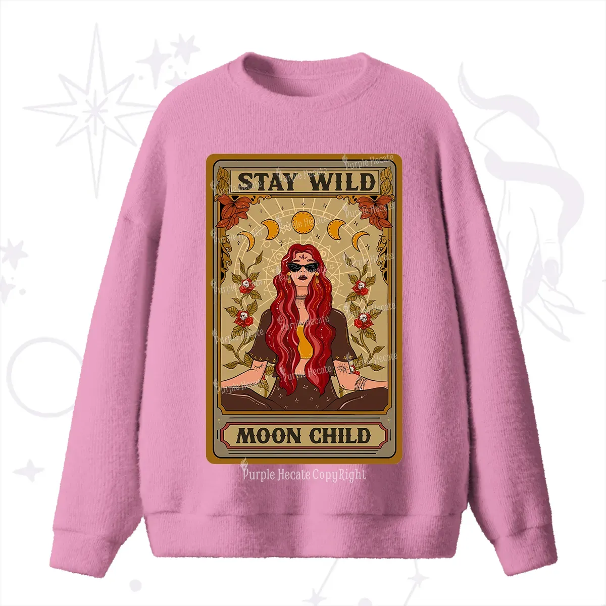 Purplehecate The Stay Wild Moon Child Oracle Card Fuzzy Ugly Sweater