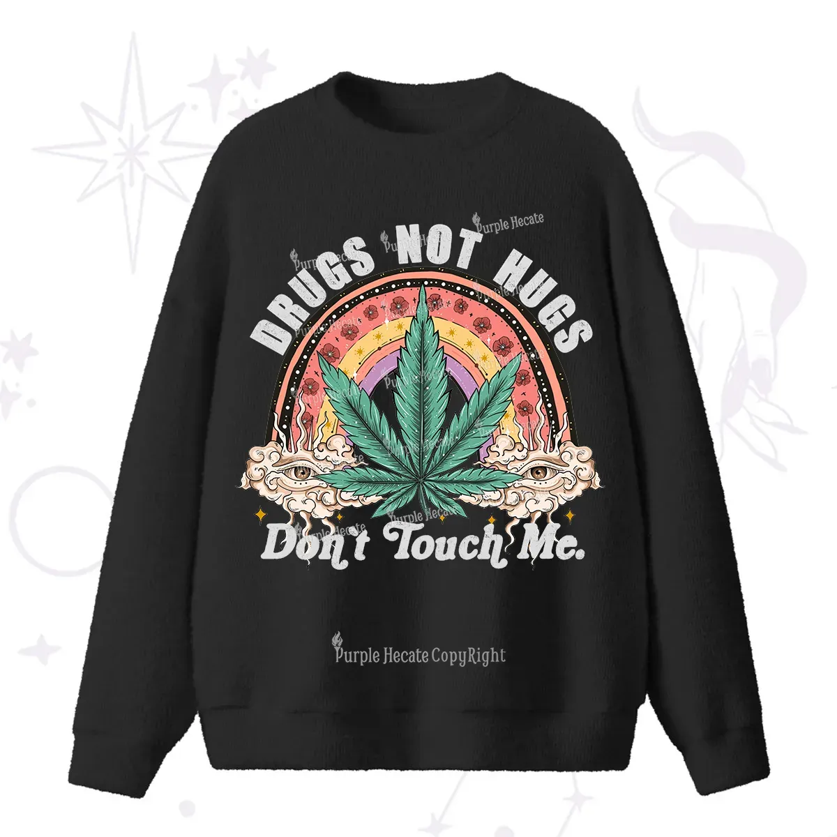 Purplehecate Drugs Not Hugs Fuzzy Ugly Sweater