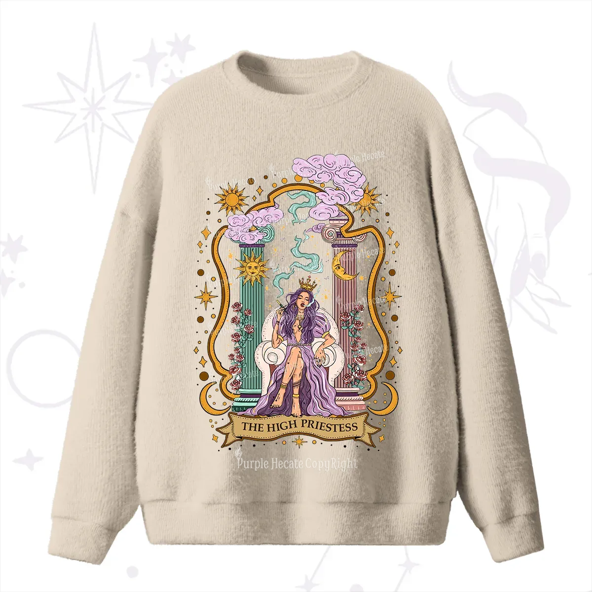 Purplehecate The High Priestess Goddess Fuzzy Ugly Sweater