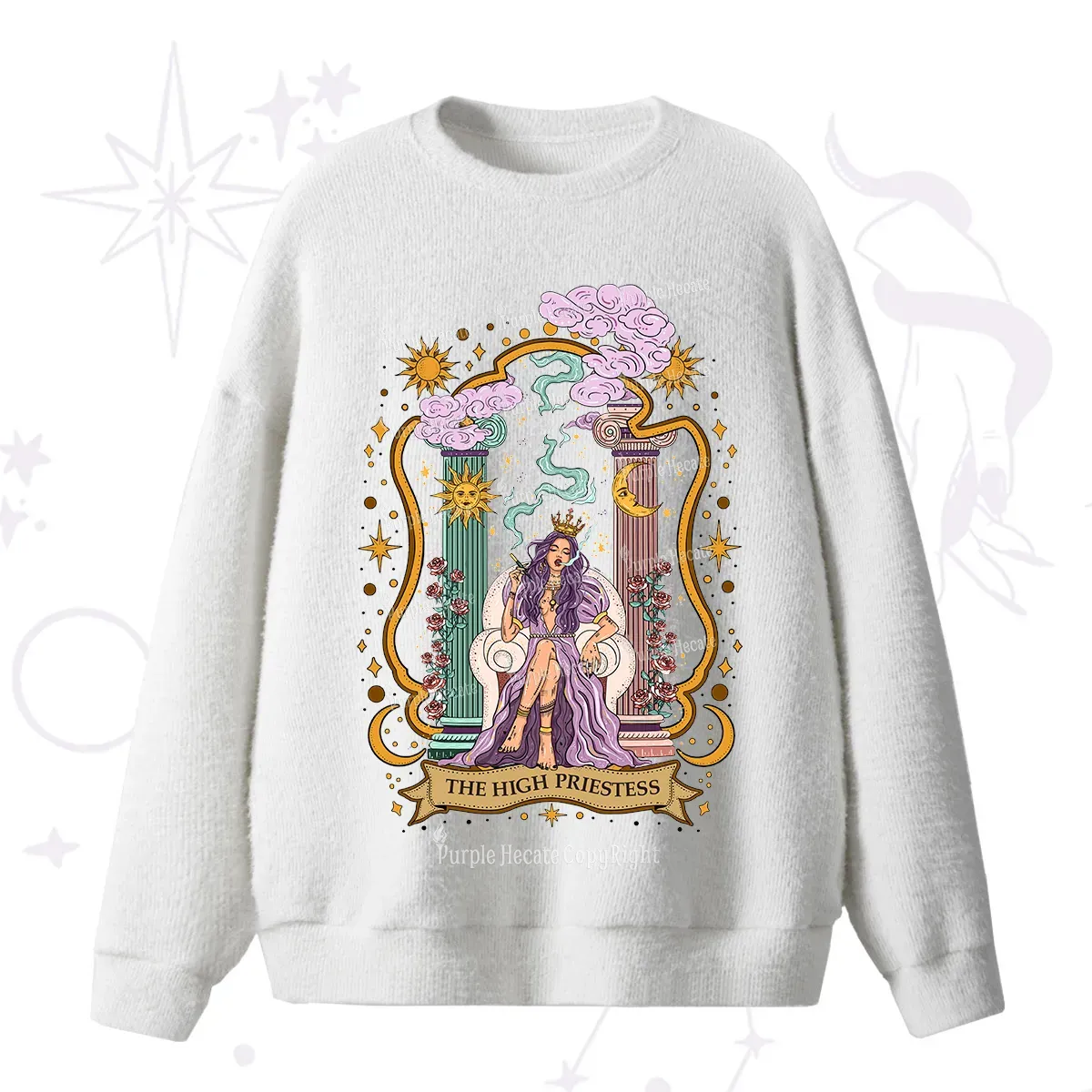 Purplehecate The High Priestess Goddess Fuzzy Ugly Sweater