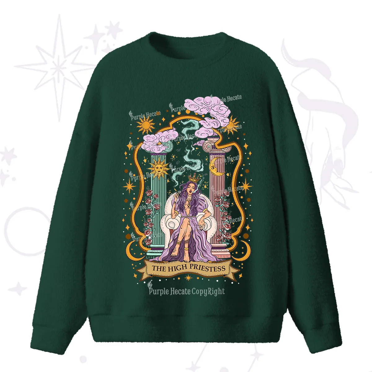 Purplehecate The High Priestess Goddess Fuzzy Ugly Sweater
