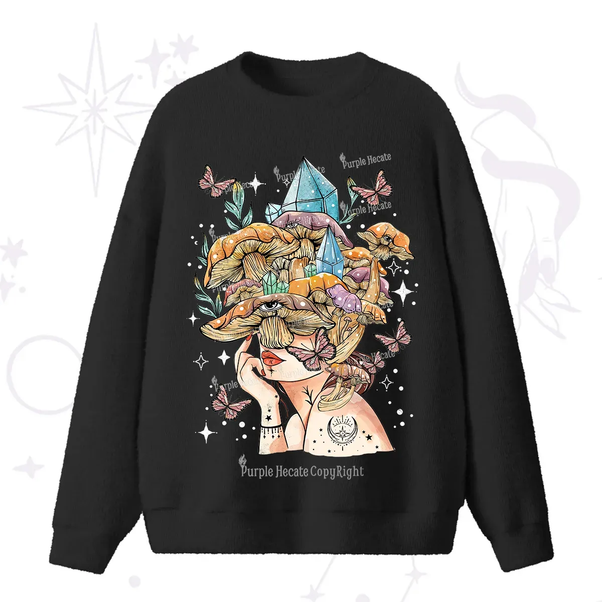 Purplehecate Crystal Goddess Fuzzy Ugly Sweater