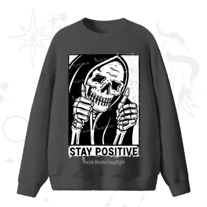 Purplehecate Stay Positive Fuzzy Ugly Sweater