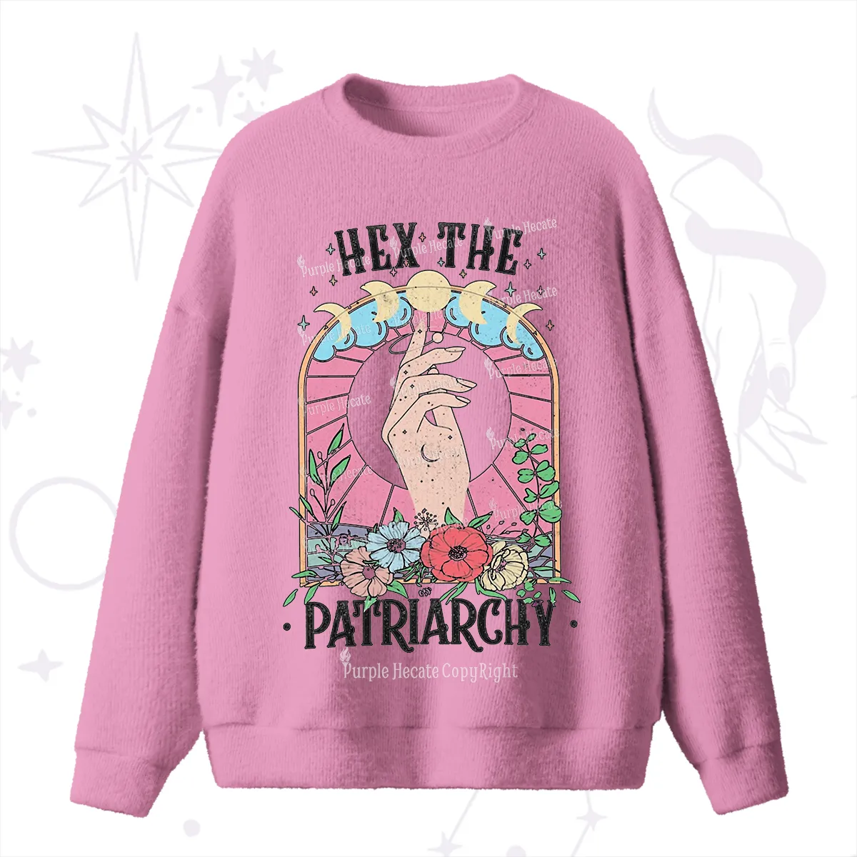 Purplehecate Hex The Patriarchy Fuzzy Ugly Sweater