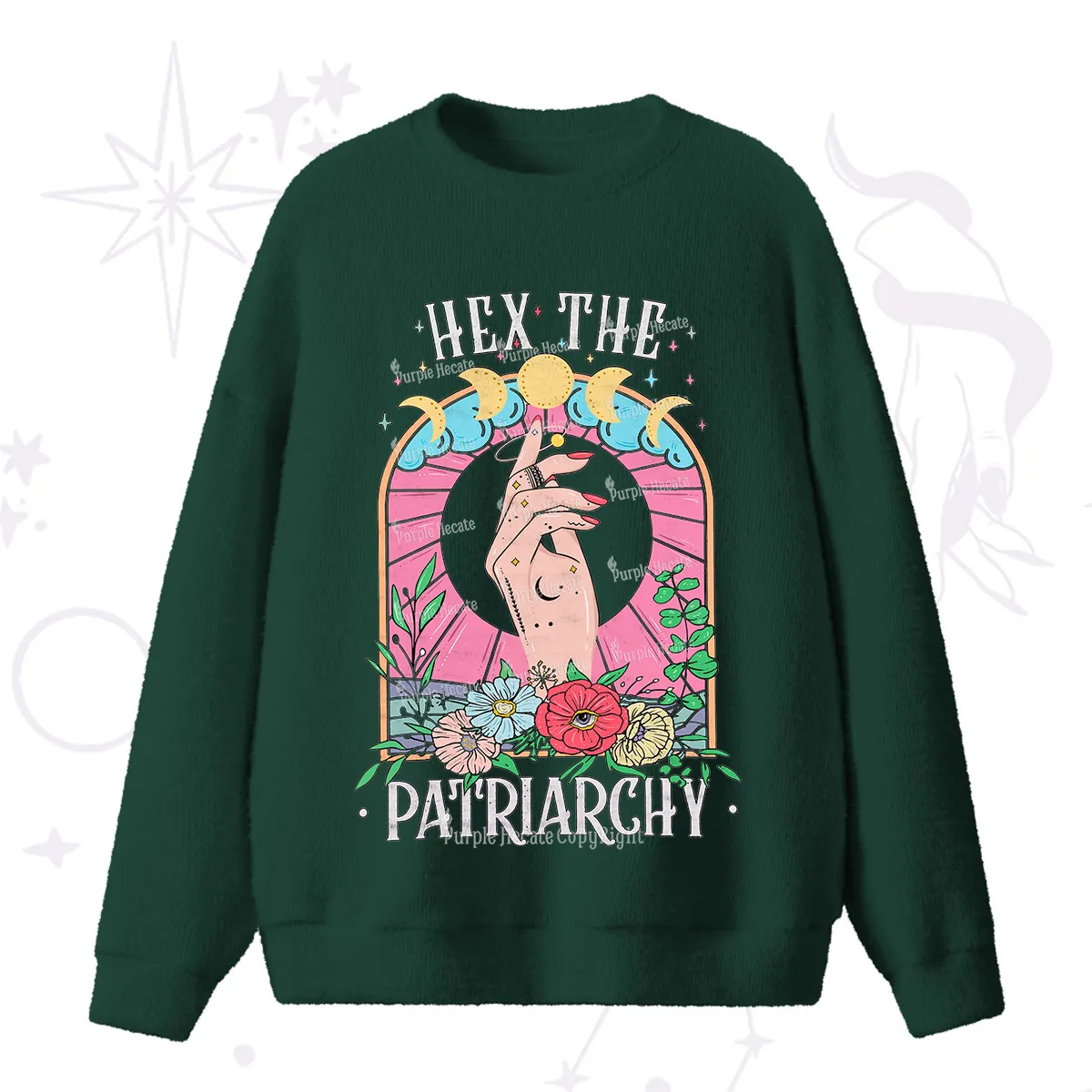 Purplehecate Hex The Patriarchy Fuzzy Ugly Sweater