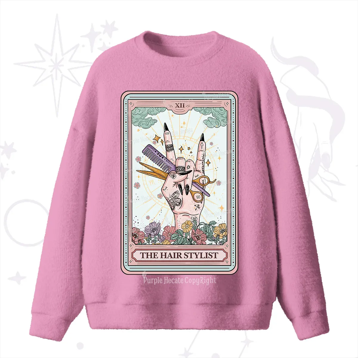 Purplehecate The Hair Stylist Tarot Fuzzy Ugly Sweater