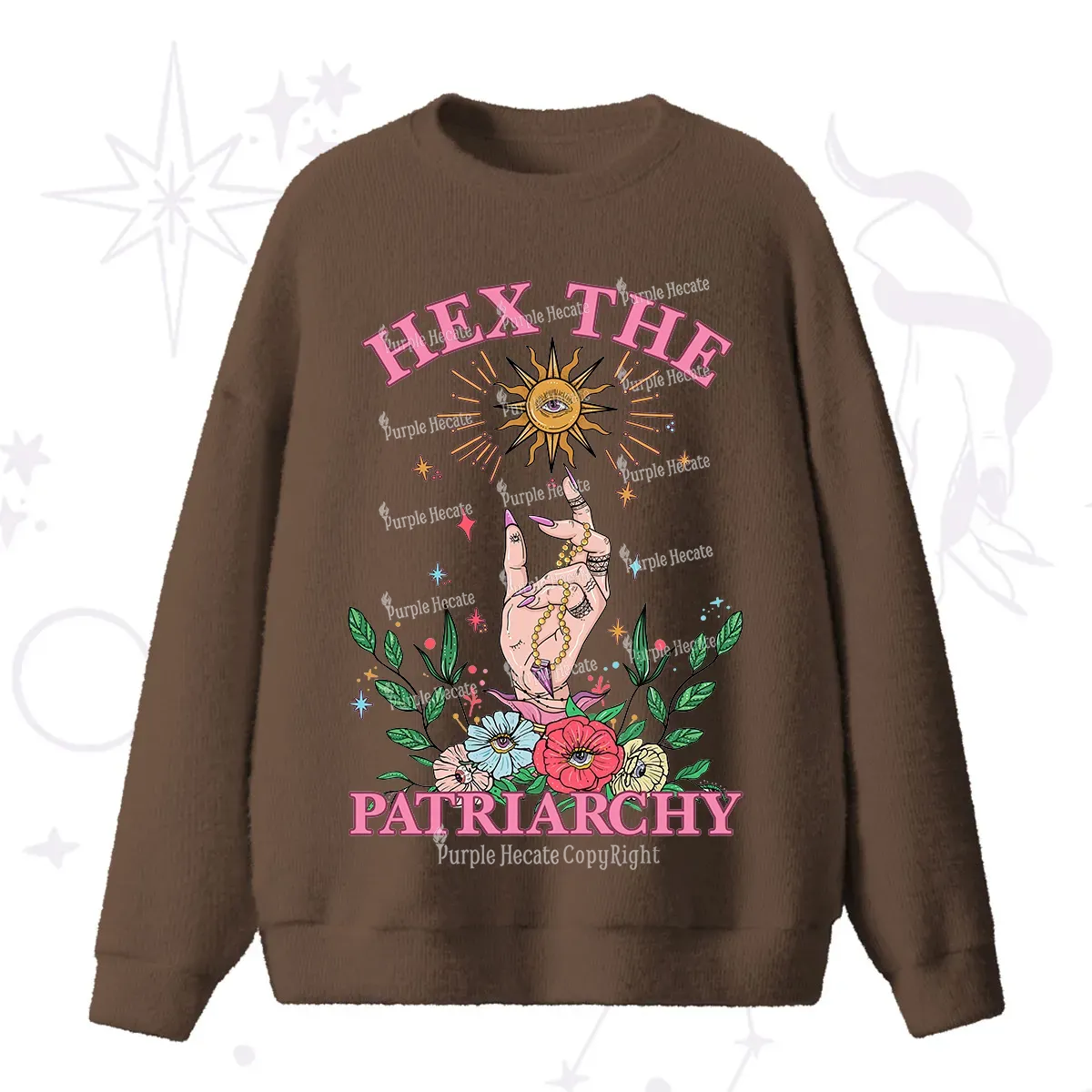 Purplehecate Hex The Patriarchy Witchy Fuzzy Ugly Sweater