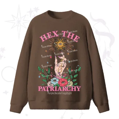 Purplehecate Hex The Patriarchy Witchy Fuzzy Ugly Sweater