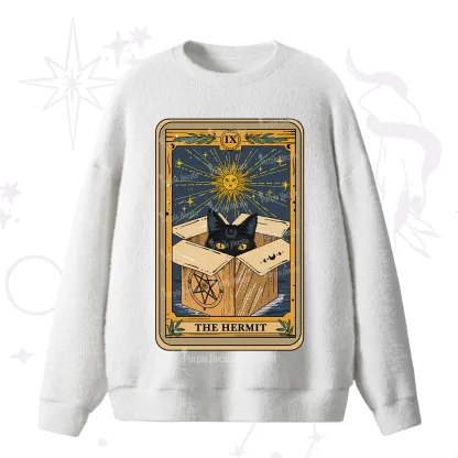 Purplehecate The Hermit Cat Tarot Card Fuzzy Ugly Sweater