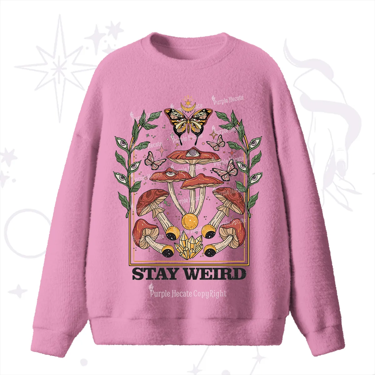 Purplehecate Stay Weird Fuzzy Ugly Sweater