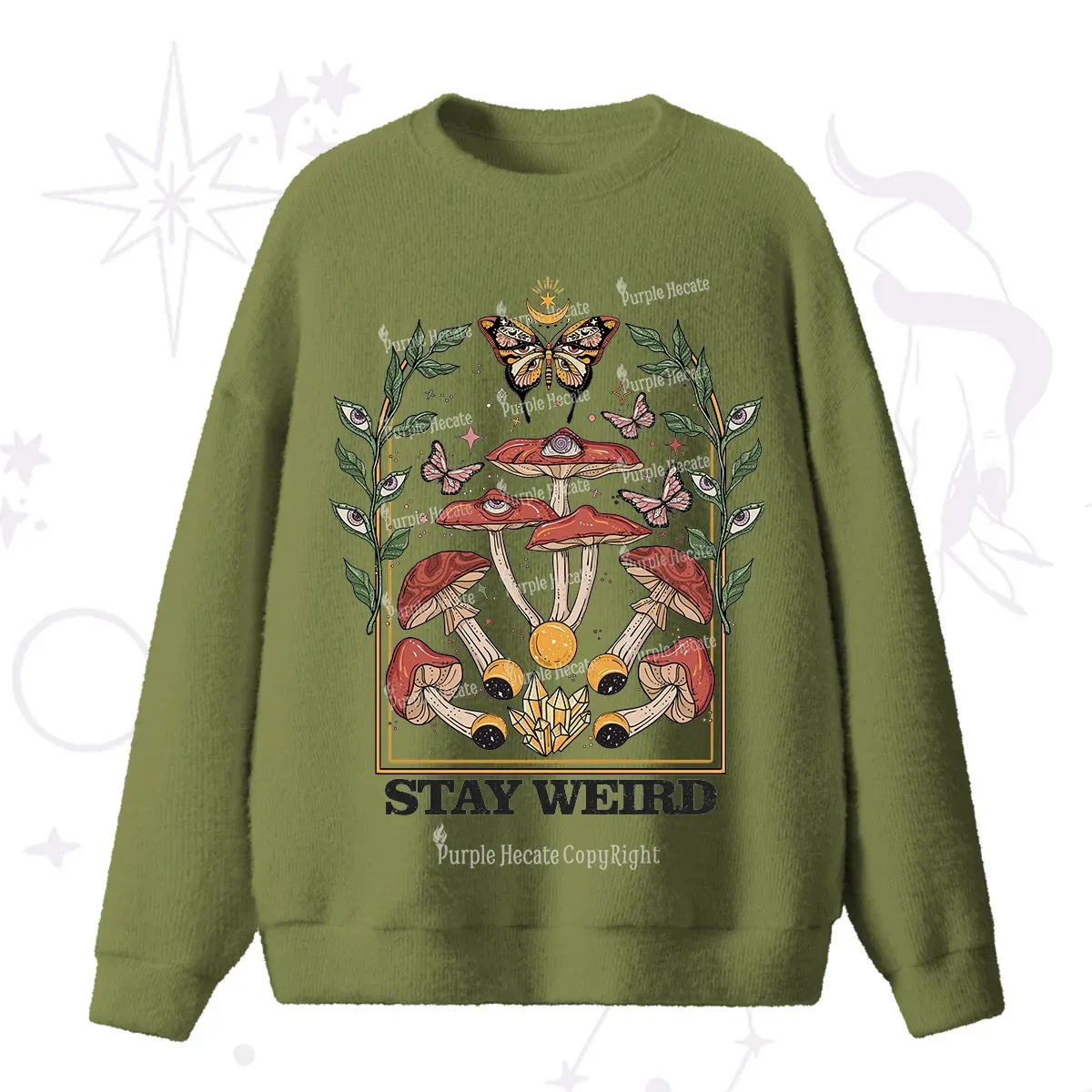 Purplehecate Stay Weird Fuzzy Ugly Sweater