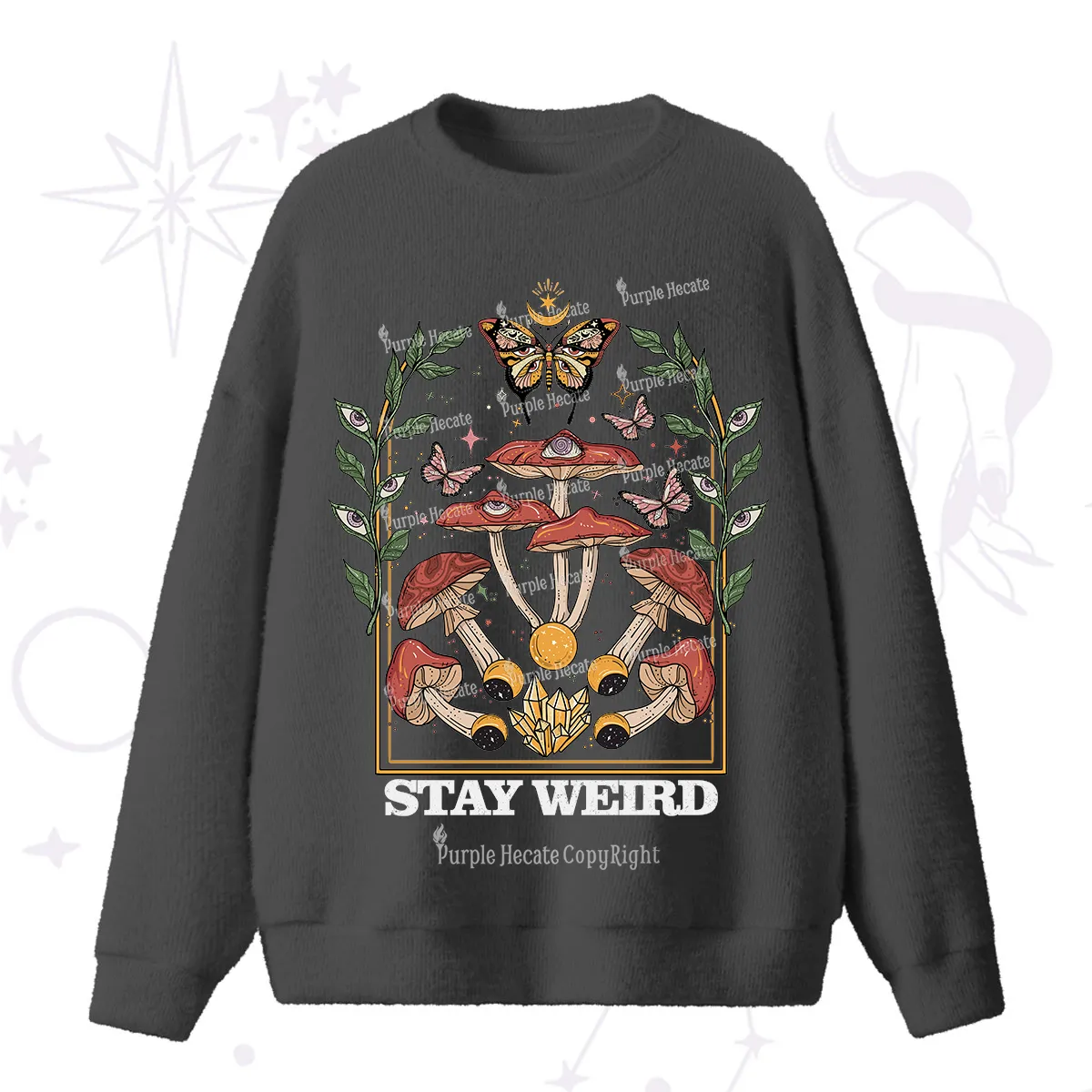 Purplehecate Stay Weird Fuzzy Ugly Sweater