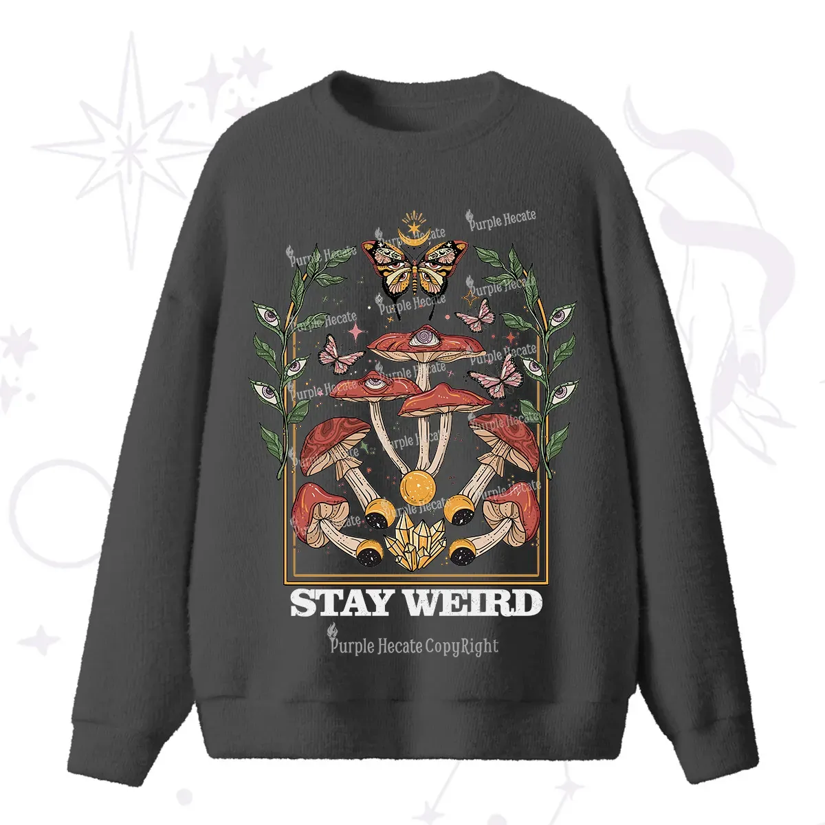 Purplehecate Stay Weird Fuzzy Ugly Sweater