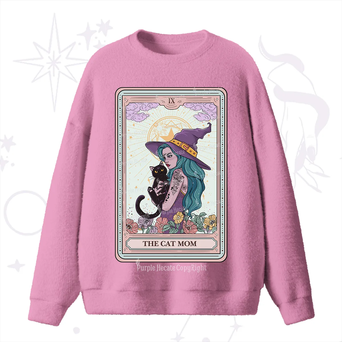 Purplehecate The Gothic Cat Mom Tarot Fuzzy Ugly Sweater