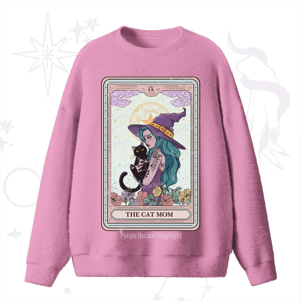 Purplehecate The Gothic Cat Mom Tarot Fuzzy Ugly Sweater