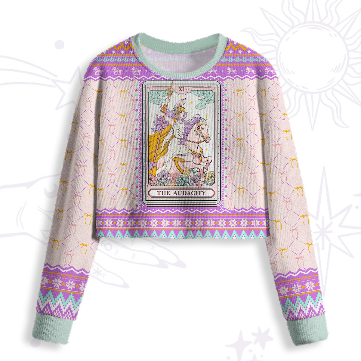 Purplehecate The Audacity Goddess Crop Fuzzy Ugly Sweatshirt