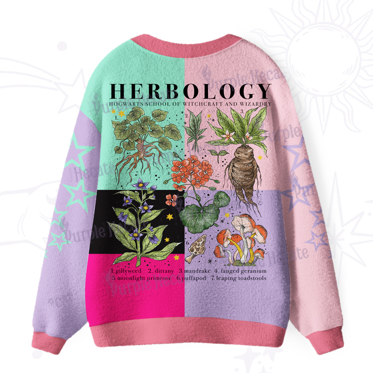 Purplehecate Magical Herbcraft Ugly Cardigan Sweaters