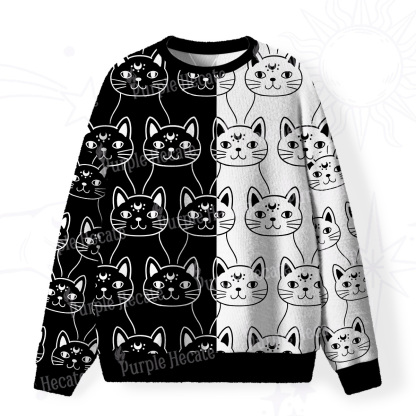Purplehecate Sketchy Cat Fuzzy Ugly Christmas Sweatshirt