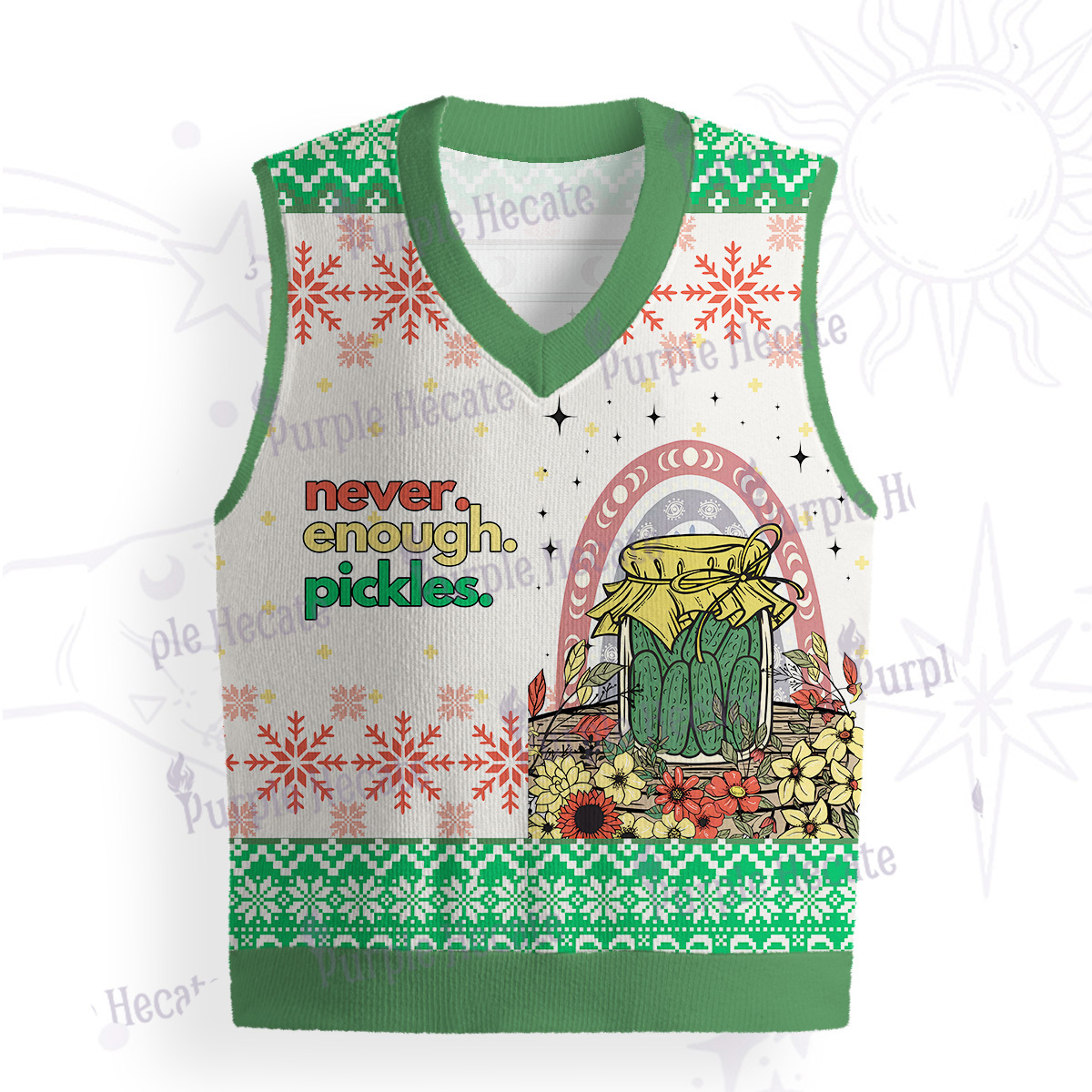 Purplehecate Funny Never Enough Pickles Ugly Sweater Vest
