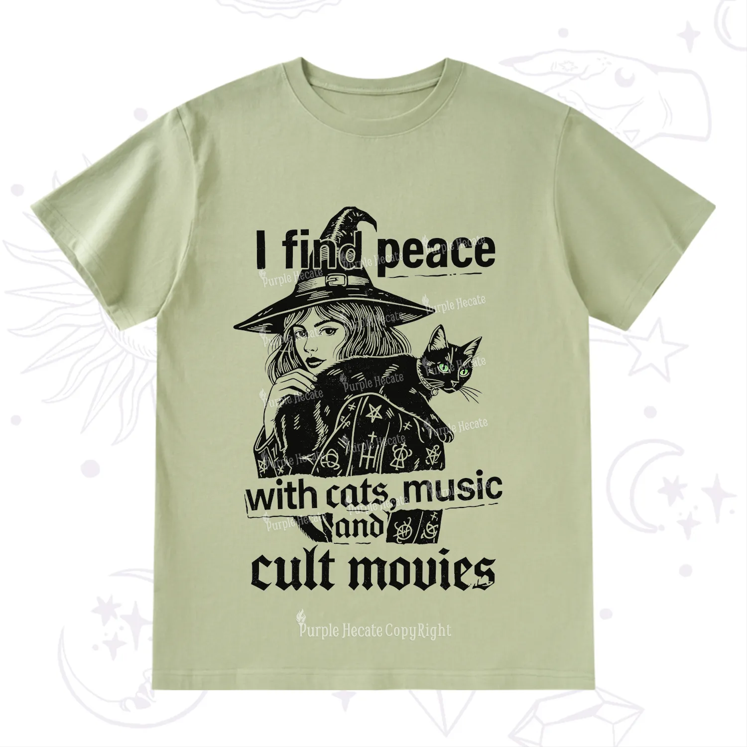 Purplehecate I Find Peace With Cats Music Cult Movies T-Shirt