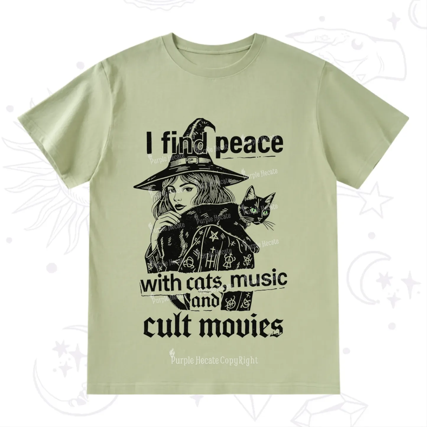 Purplehecate I Find Peace With Cats Music Cult Movies T-Shirt
