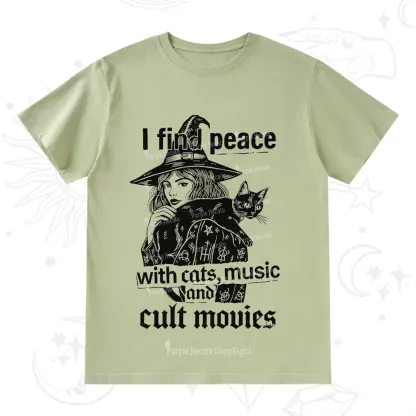 Purplehecate I Find Peace With Cats Music Cult Movies T-Shirt