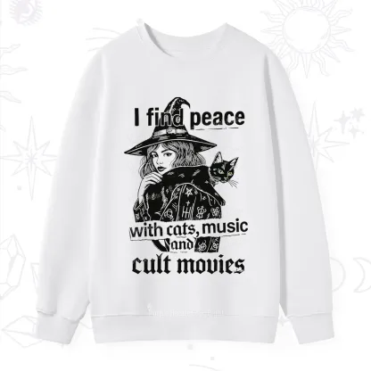 Purplehecate I Find Peace With Cats Music Cult Movies Sweatshirt