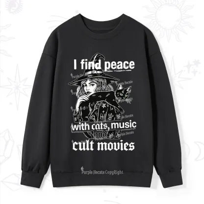 Purplehecate I Find Peace With Cats Music Cult Movies Sweatshirt
