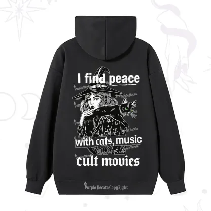Purplehecate I Find Peace With Cats Music Cult Movies Hoodie