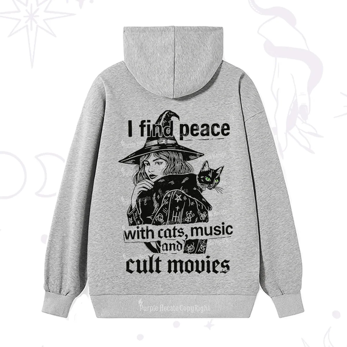 Purplehecate I Find Peace With Cats Music Cult Movies Hoodie