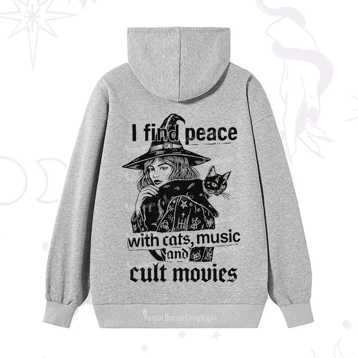 Purplehecate I Find Peace With Cats Music Cult Movies Hoodie